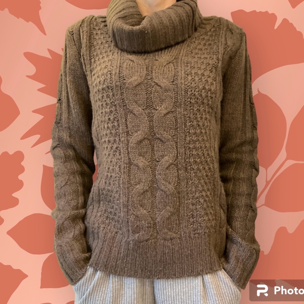XXI Cable-knit Turtleneck Sweater, Brown, Size Medium